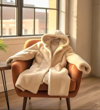 Abrigo vintage con capucha beige