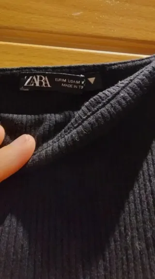 Top Zara negro mangas volantes transparentes