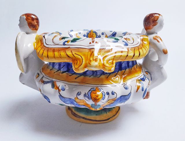 Saleiro Faiança Colorida c/ 2 Guerreiros F.A.L.