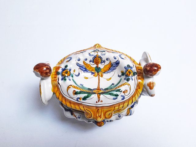 Saleiro Faiança Colorida c/ 2 Guerreiros F.A.L.