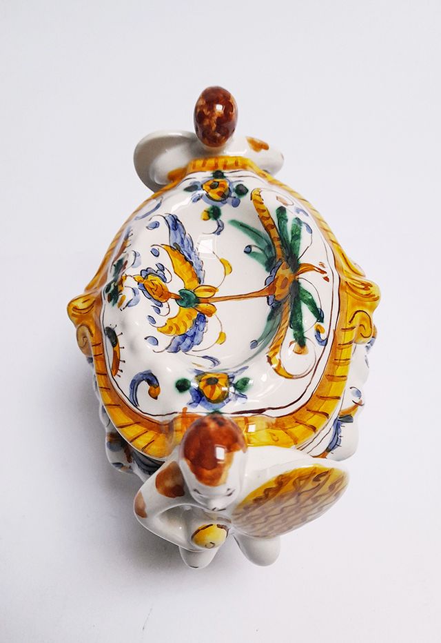 Saleiro Faiança Colorida c/ 2 Guerreiros F.A.L.