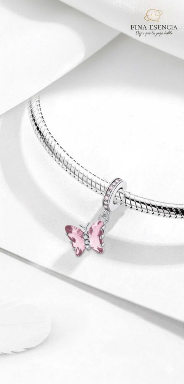 Charm Mariposa Fina Esencia Plata 925 Rosa