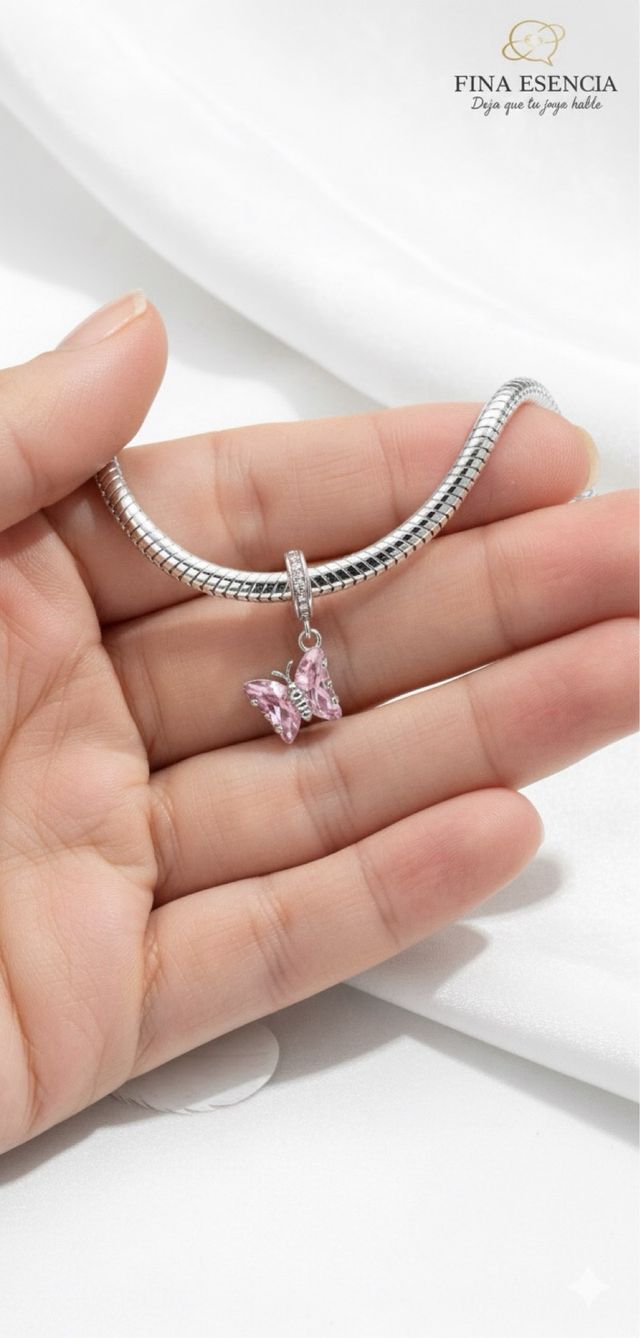 Charm Mariposa Fina Esencia Plata 925 Rosa