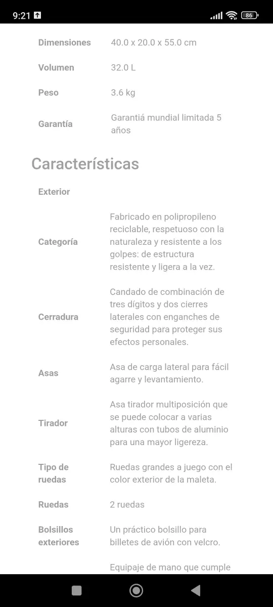 Maleta de cabina Samsonite rigida