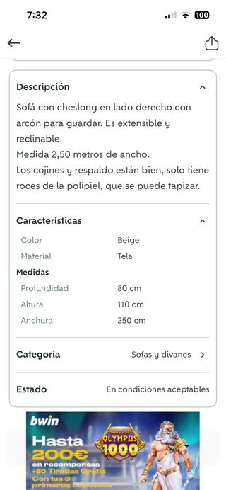 Chaise longue súper cómoda beige y negra