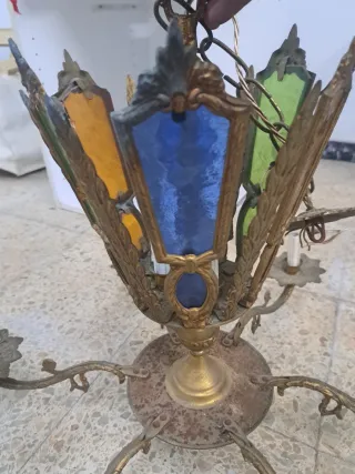 Lámpara Techo Vintage Metal Cristal