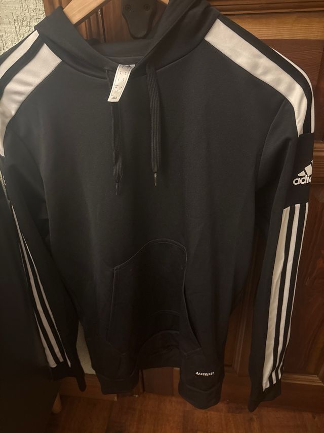 Sudadera Adidas Negra con Rayas Blancas