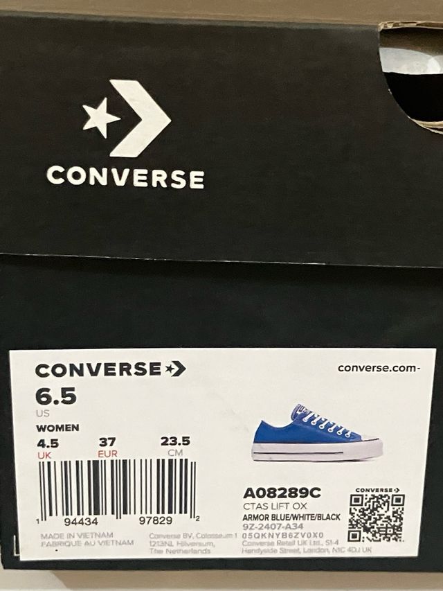Converse CTAS Lift Hi OX Talla 37 armor blue