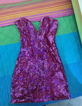 Vestito paillettes rosa viola
