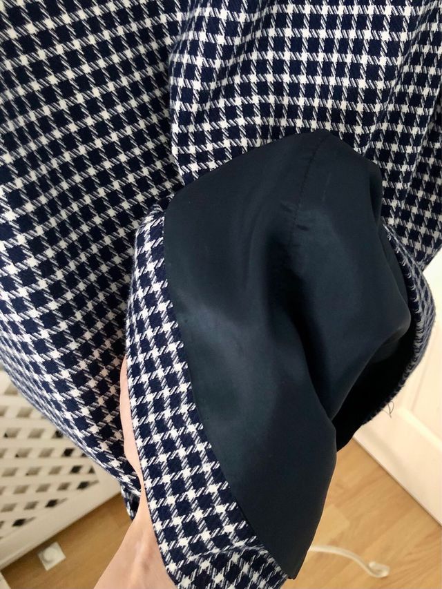 Falda de cuadros azul y blanco con forro