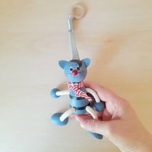 Gattino in legno con molla