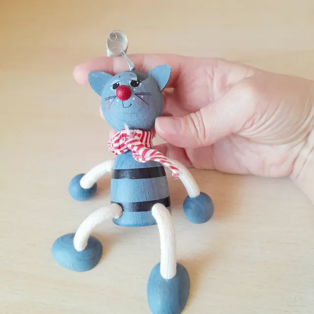 Gattino in legno con molla