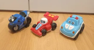 Lote de 3 coches de juguete: moto, F1 y policía