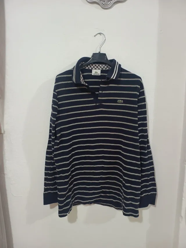 Polo Lacoste Rayas Manga Larga