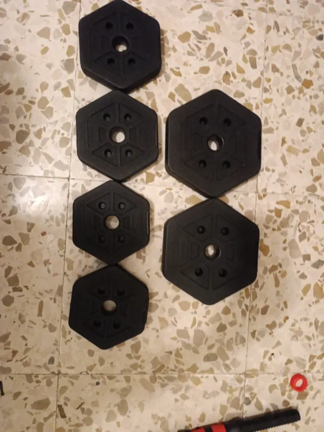 Mancuernas ajustables con barra y discos