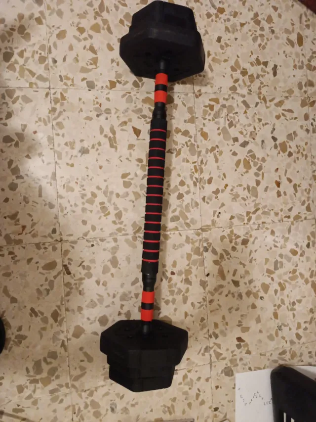 Mancuernas ajustables con barra y discos