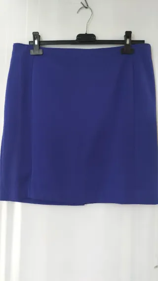 Falda azul rodilla mujer cremallera trasera