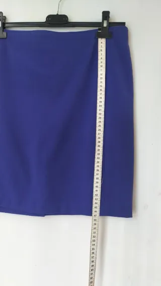 Falda azul rodilla mujer cremallera trasera