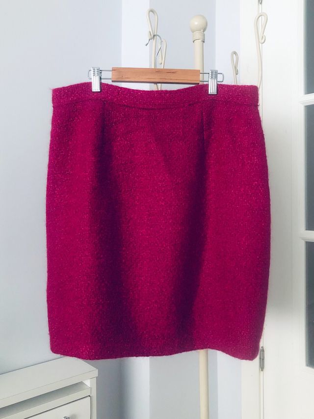 Falda de paño rosa fucsia con forro