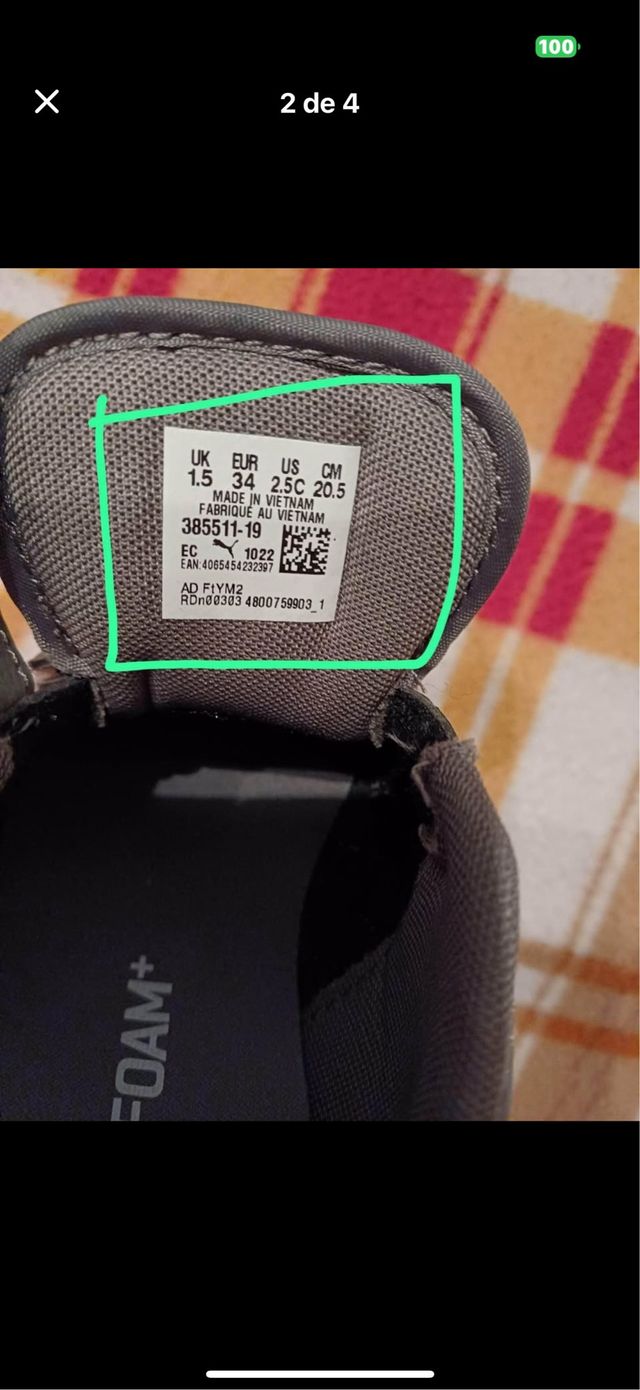 Deportivas Puma niño talla 20.5