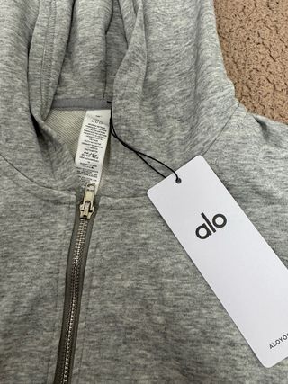 Sudadera Alo Gris con Cremallera y Capucha Talla L