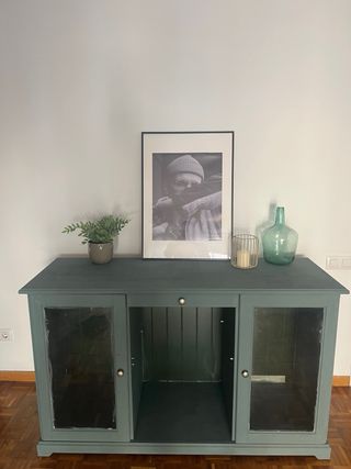 Mueble de salón madera y cristal