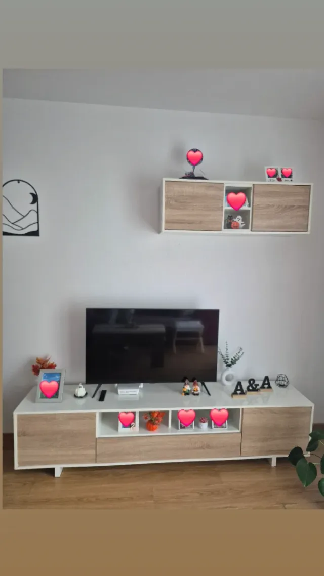 Mueble TV moderno blanco y madera