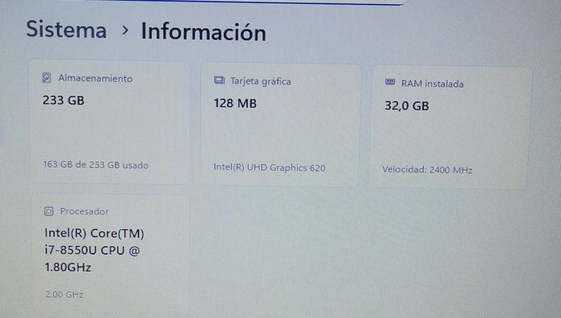 Portátil HP i7 4/32GB RAM M.2 250GB + 500GB afbeelding 2