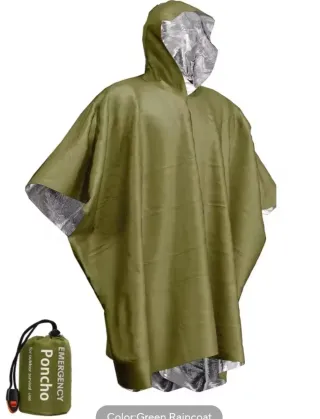 Poncho de emergencia impermeable térmico