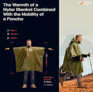 Poncho de emergencia impermeable térmico