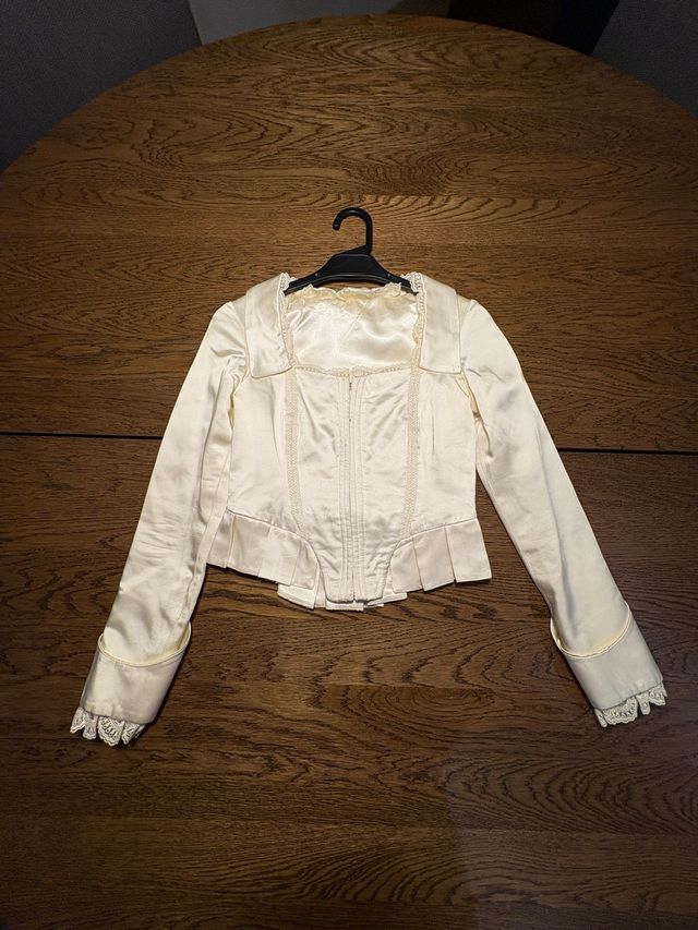 Corpiño Fallera Manga Larga Beige/Blanco