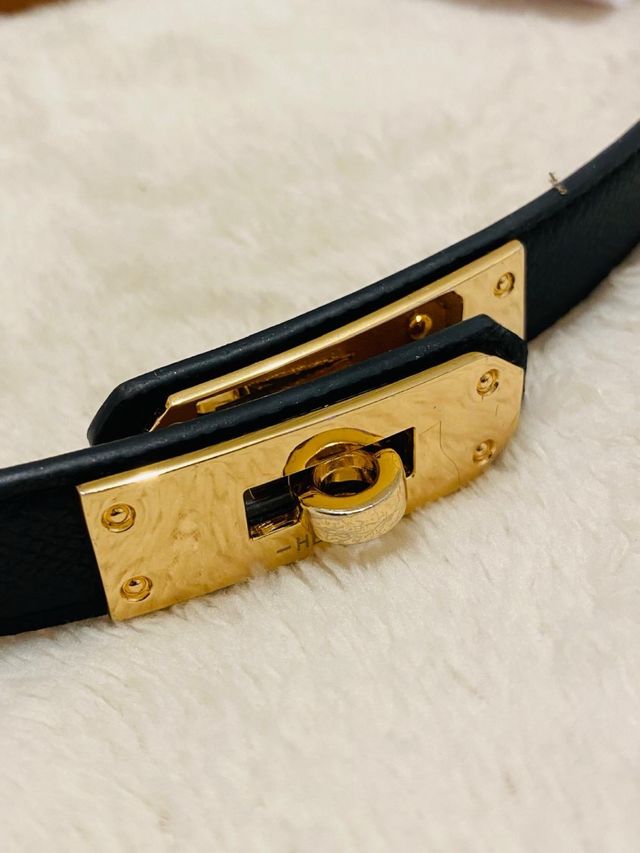 Cintura Hermes Kelly Nero e Dorato