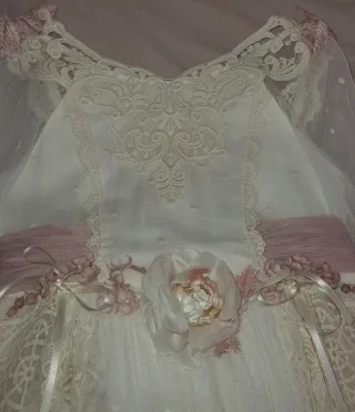 Vestido Comunión Chari Sierra Blanco/Rosaempolvado