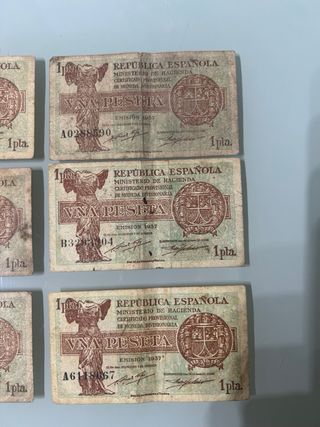 6 Billetes Peseta 1937 República Española
