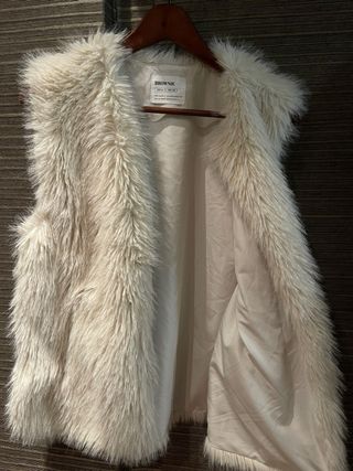 Chaleco peludo Brownie beige/blanco Talla M