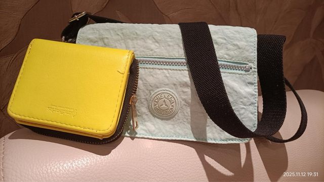 Bolso bandolera y cartera amarilla 3€