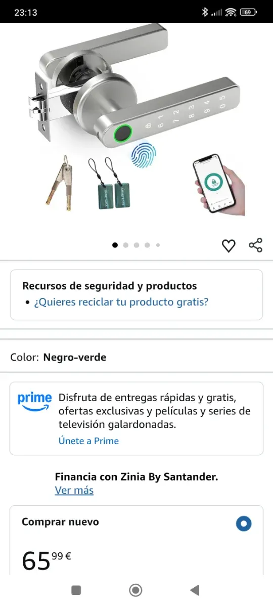 Cerradura Inteligente Huella Dactilar/App