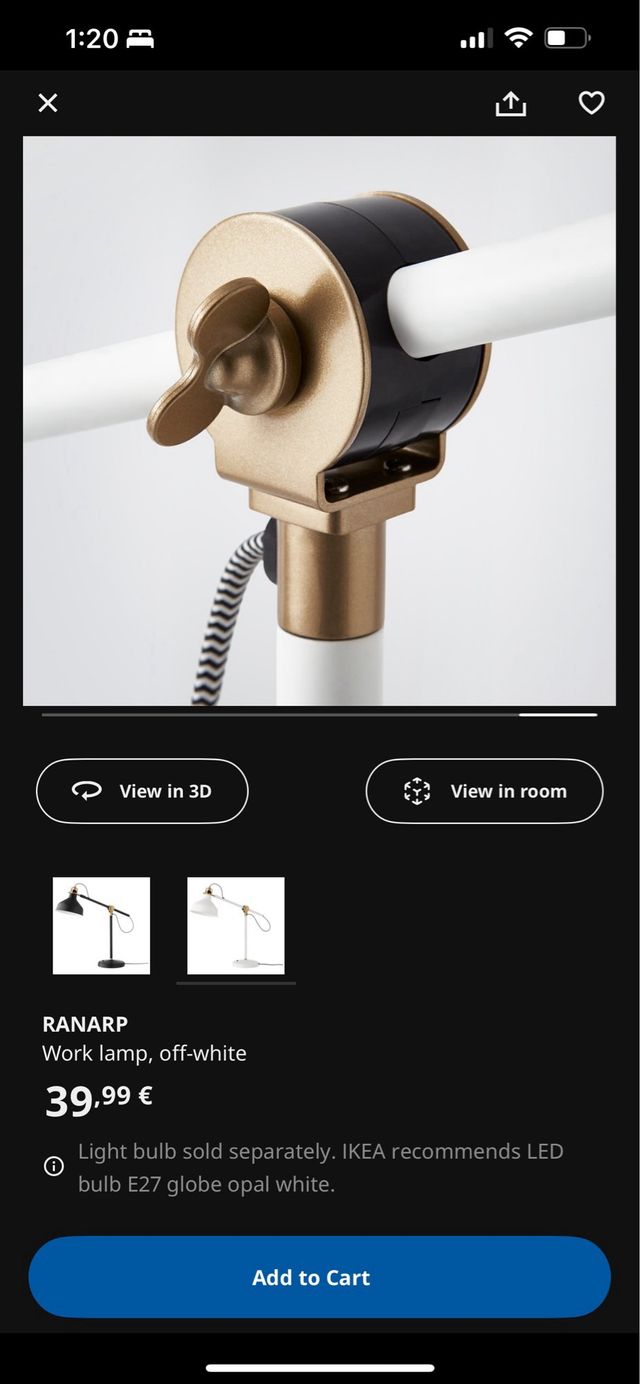 Lámpara de trabajo IKEA RANARP blanca