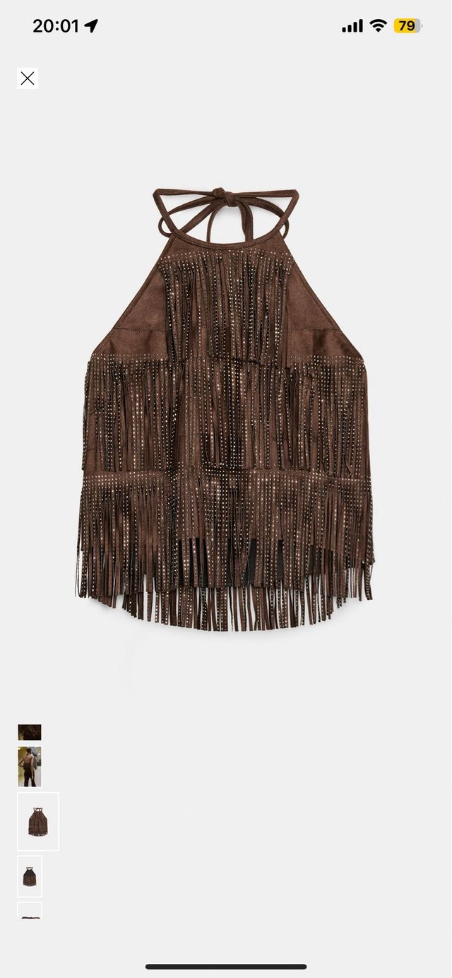Top Zara con flecos y pedrería