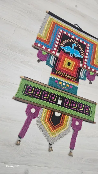 Arazzo vintage fatto a mano Art Deco