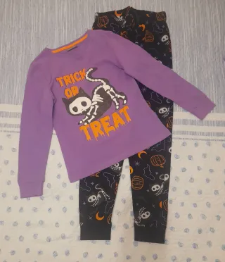 Pijama Halloween Gato Esqueleto Niña