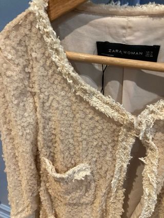 Chaqueta Zara Lentejuelas Beige Talla M