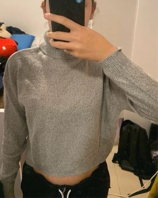 Jersey cuello alto gris