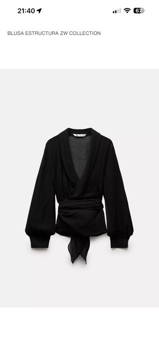 Blusa Zara Estructura ZW Collection Negra