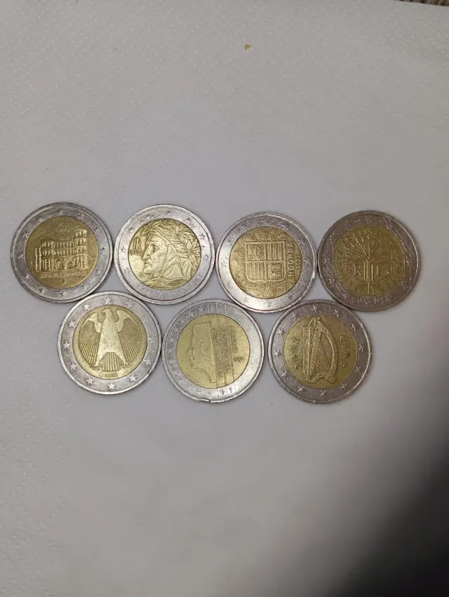 Lote 7 monedas 2 euros coleccion