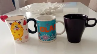 Set 3 Tazze Ceramica Multicolor e Viola