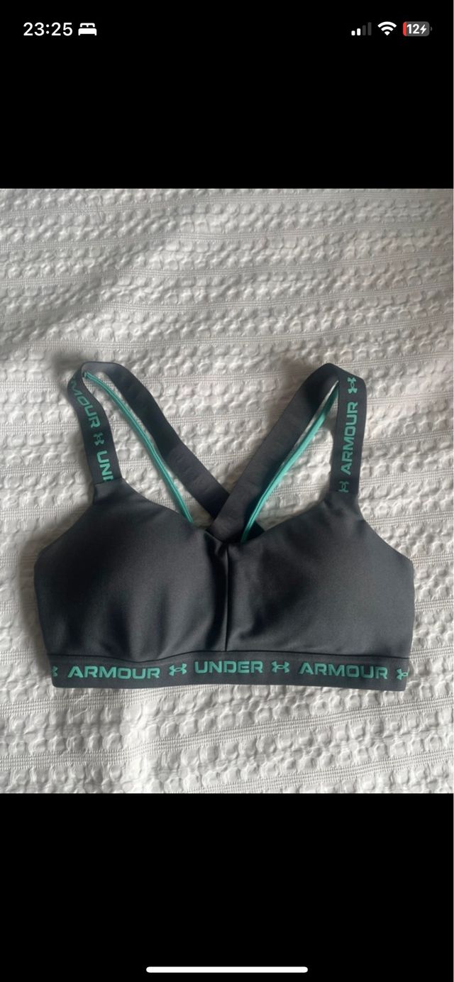 Sujetador deportivo Under Armour gris y verde