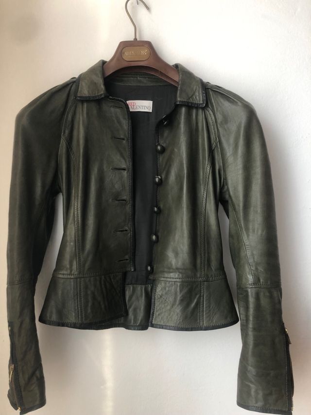 Giacca pelle verde Valentino