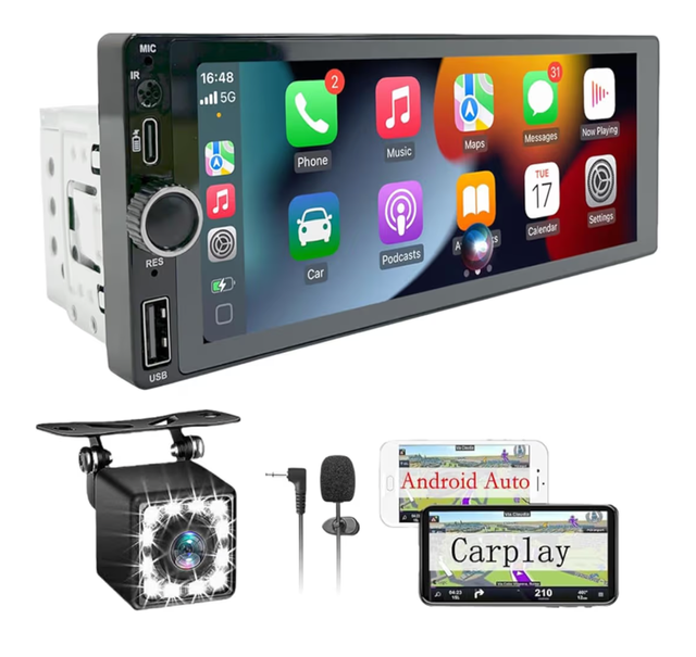 Radio Coche Android 1Din Carplay + Cámara