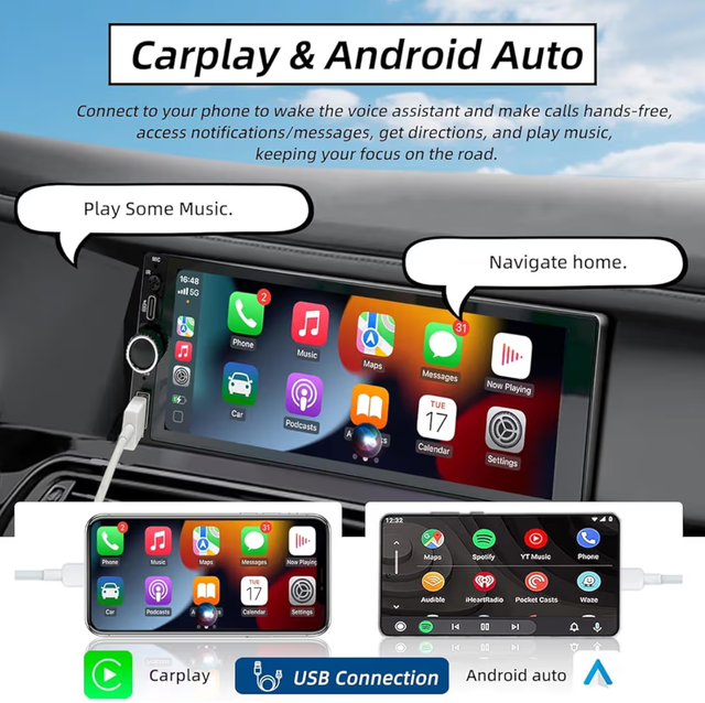 Radio Coche Android 1Din Carplay + Cámara
